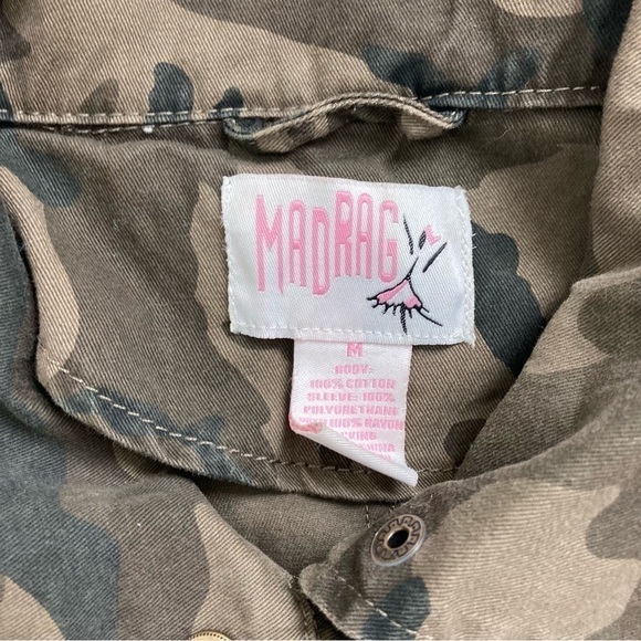 MadRag Camo Full-Zip Jacket with Faux Leather Sleeves Women’s Size M - Picture 2 of 9